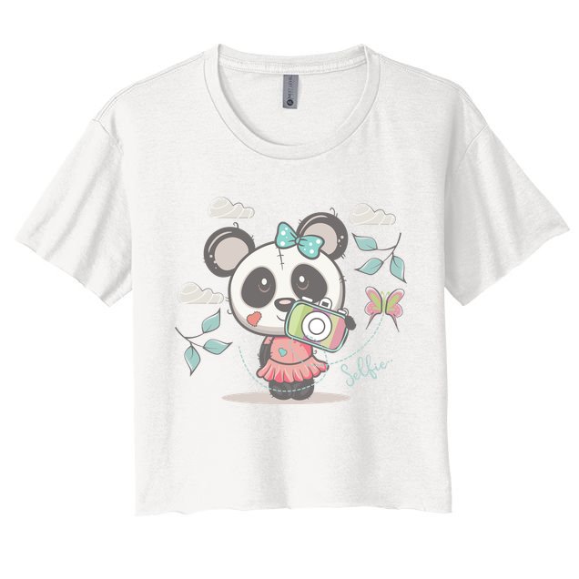 Cute Selfie Panda Girl Crop Top