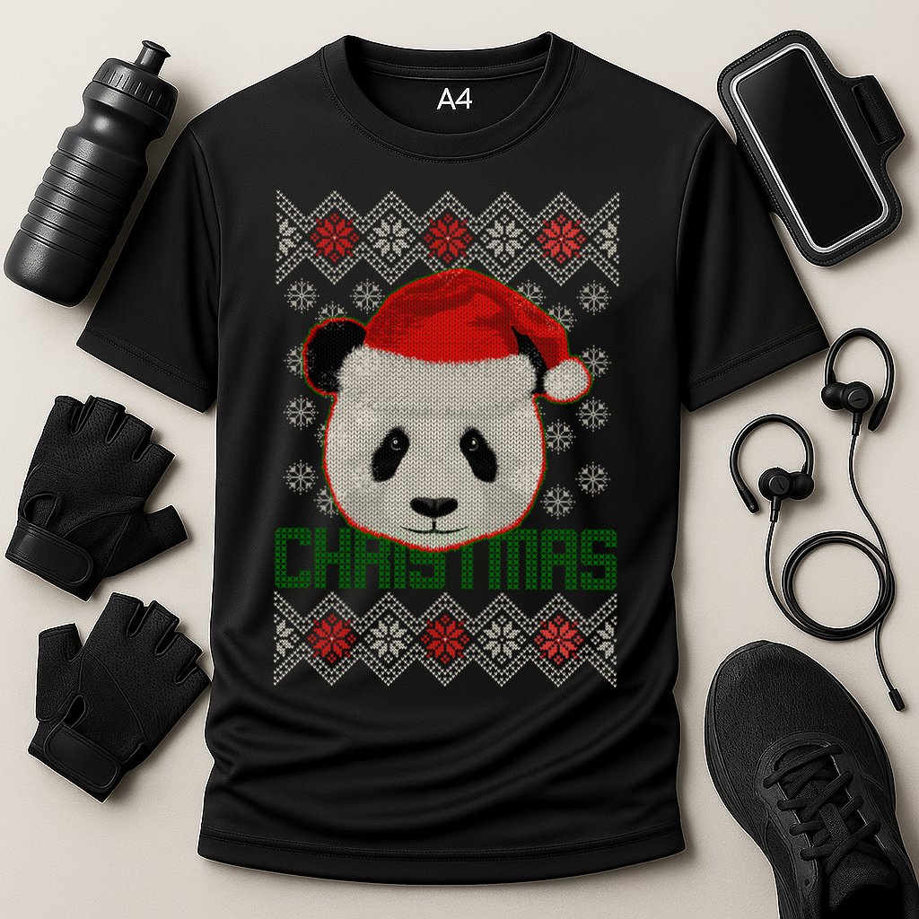 Cute Santa Panda Ugly Christmas Sweater Performance Shirt