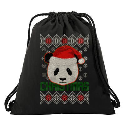 Cute Santa Panda Ugly Christmas Sweater Drawstring Bag