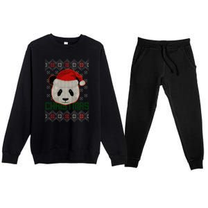 Cute Santa Panda Ugly Christmas Sweater Premium Crewneck Sweatsuit Set