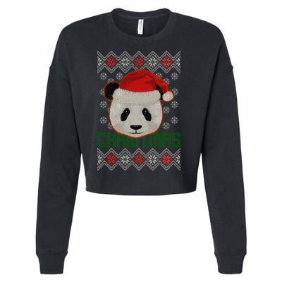 Cute Santa Panda Ugly Christmas Sweater Cropped Pullover Crew