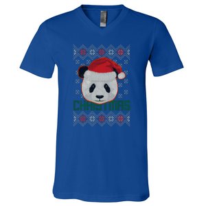 Cute Santa Panda Ugly Christmas Sweater V-Neck T-Shirt