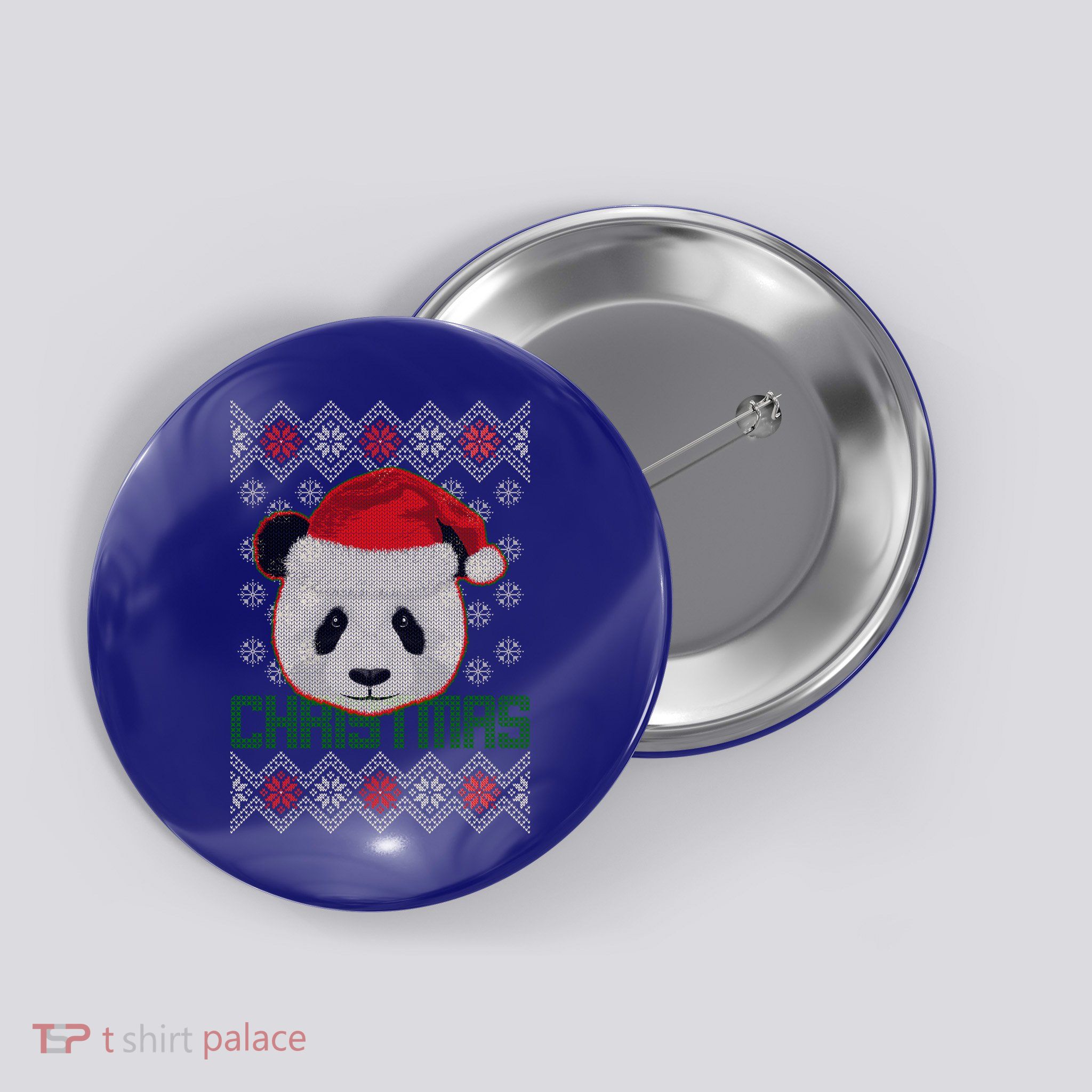 Cute Santa Panda Ugly Christmas Sweater Button