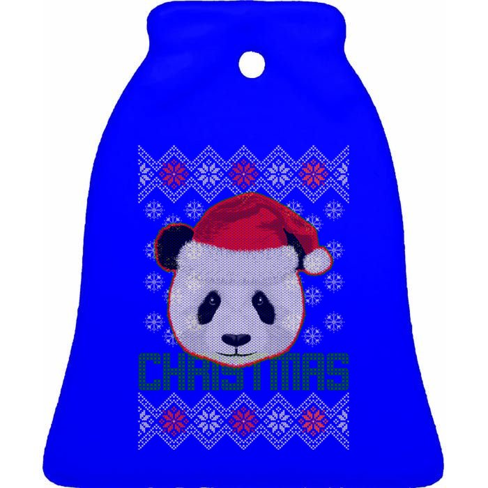 Cute Santa Panda Ugly Christmas Sweater Ceramic Bell Ornament