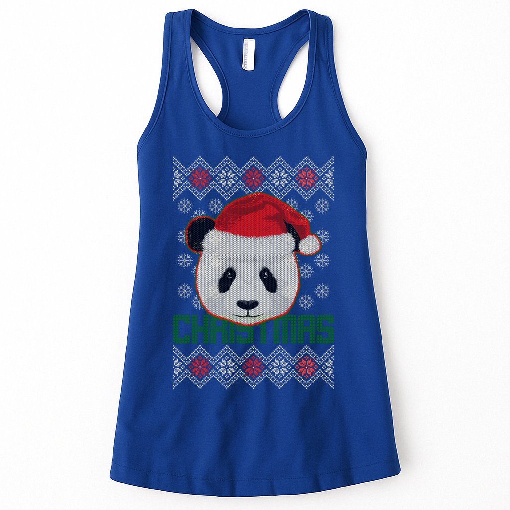 Cute Santa Panda Ugly Christmas Sweater Womens Tank Top