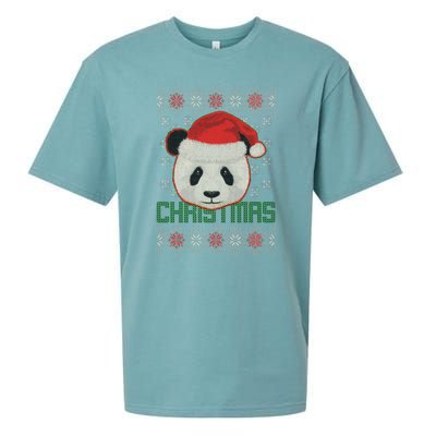 Cute Santa Panda Ugly Christmas Sweater Sueded Cloud Jersey T-Shirt