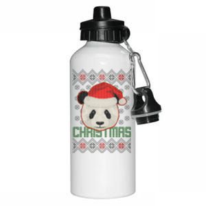 Cute Santa Panda Ugly Christmas Sweater Aluminum Water Bottle 