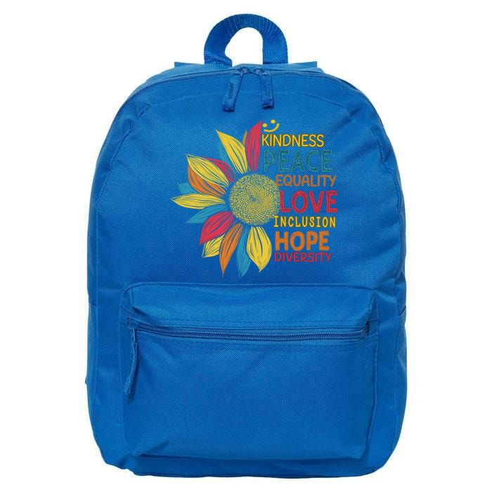 Colorful Sunflower Peace Love Inclusion Equality Diversity Gift 16 in Basic Backpack