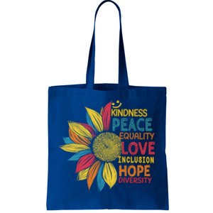 Colorful Sunflower Peace Love Inclusion Equality Diversity Gift Tote Bag