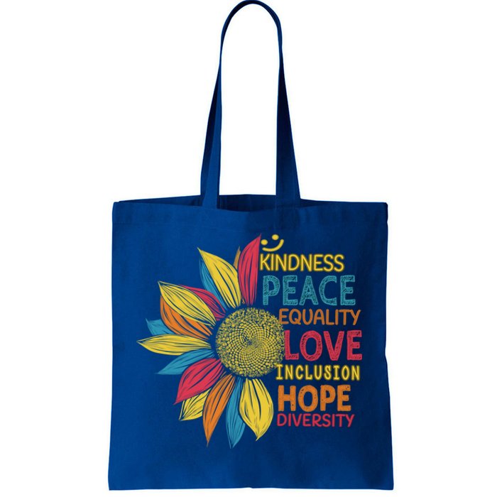 Colorful Sunflower Peace Love Inclusion Equality Diversity Gift Tote Bag