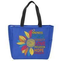 Colorful Sunflower Peace Love Inclusion Equality Diversity Gift Zip Tote Bag