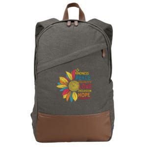 Colorful Sunflower Peace Love Inclusion Equality Diversity Gift Cotton Canvas Backpack