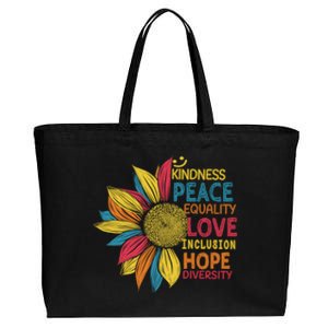 Colorful Sunflower Peace Love Inclusion Equality Diversity Gift Cotton Canvas Jumbo Tote