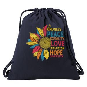 Colorful Sunflower Peace Love Inclusion Equality Diversity Gift Drawstring Bag