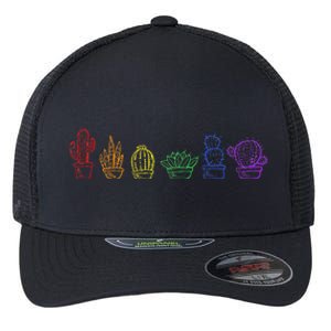 Cactus Succulent Pride Rainbow Plant Lover Subtle Lgbt Gay Flexfit Unipanel Trucker Cap