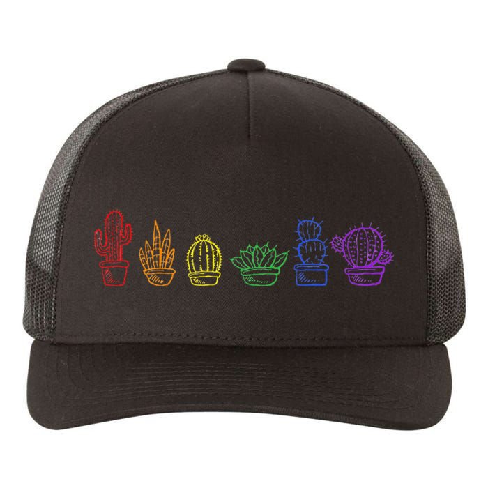 Cactus Succulent Pride Rainbow Plant Lover Subtle Lgbt Gay Yupoong Adult 5-Panel Trucker Hat