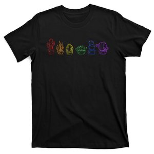 Cactus Succulent Pride Rainbow Plant Lover Subtle Lgbt Gay T-Shirt