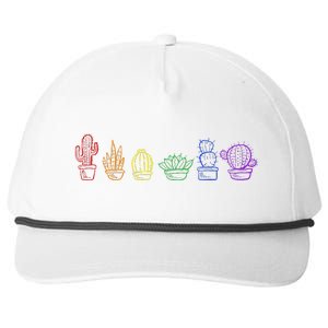 Cactus Succulent Pride Rainbow Plant Lover Subtle Lgbt Gay Snapback Five-Panel Rope Hat