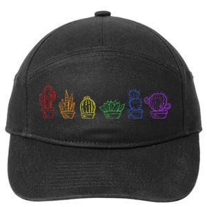 Cactus Succulent Pride Rainbow Plant Lover Subtle Lgbt Gay 7-Panel Snapback Hat