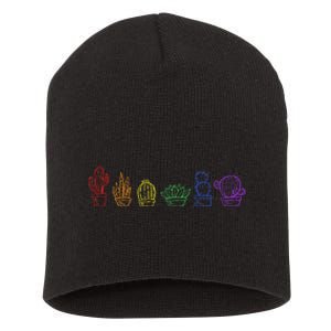 Cactus Succulent Pride Rainbow Plant Lover Subtle Lgbt Gay Short Acrylic Beanie