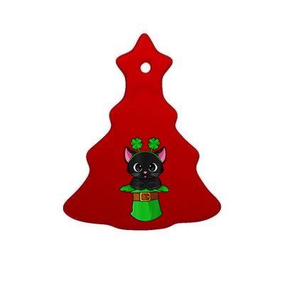 Cat St Patricks Day Leprechaun Shamrock Kitten Girls Boys Ceramic Tree Ornament