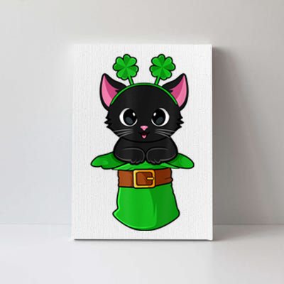 Cat St Patricks Day Leprechaun Shamrock Kitten Girls Boys Canvas