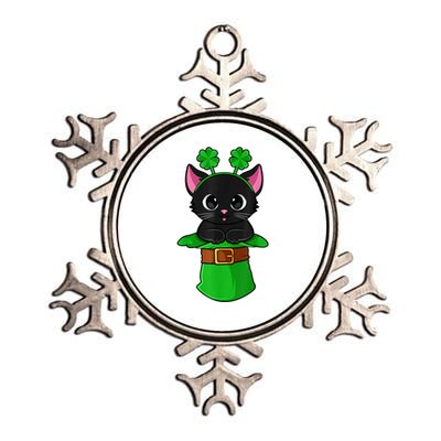 Cat St Patricks Day Leprechaun Shamrock Kitten Girls Boys Metallic Star Ornament