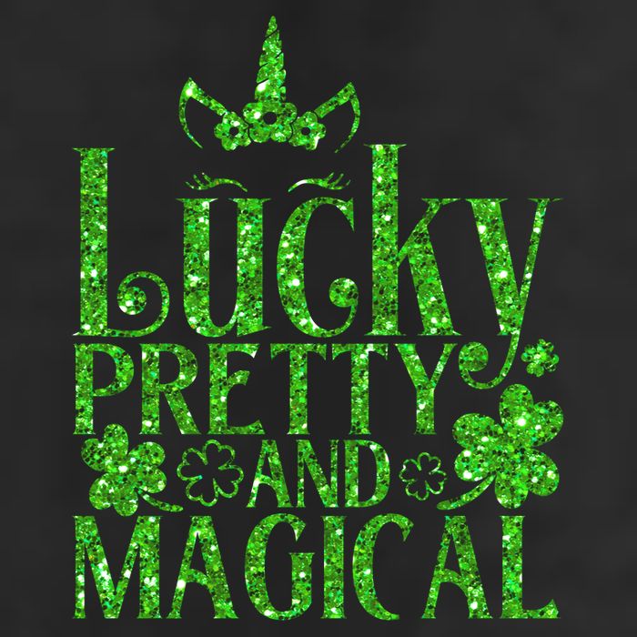 Cute St Patricks Day Lucky Pretty and Magical 7 Panel Mesh Trucker Snapback Hat