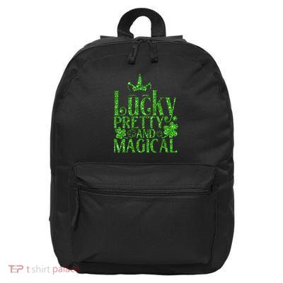 Cute St Patricks Day Lucky Pretty and Magical 16 in Basic Backpack