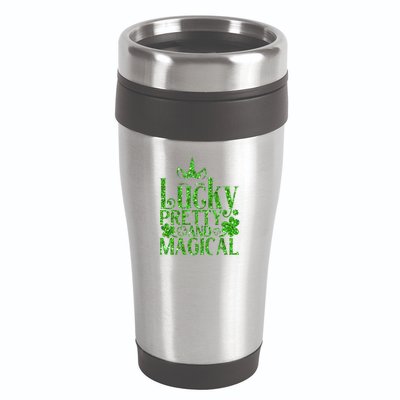 Cute St Patricks Day Lucky Pretty and Magical 16oz Travel Tumbler
