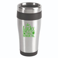 Cute St Patricks Day Lucky Pretty and Magical 16oz Travel Tumbler