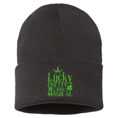 Cute St Patricks Day Lucky Pretty and Magical Sustainable Knit Beanie