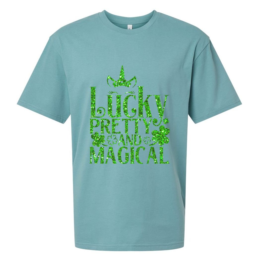 Cute St Patricks Day Lucky Pretty and Magical Sueded Cloud Jersey T-Shirt