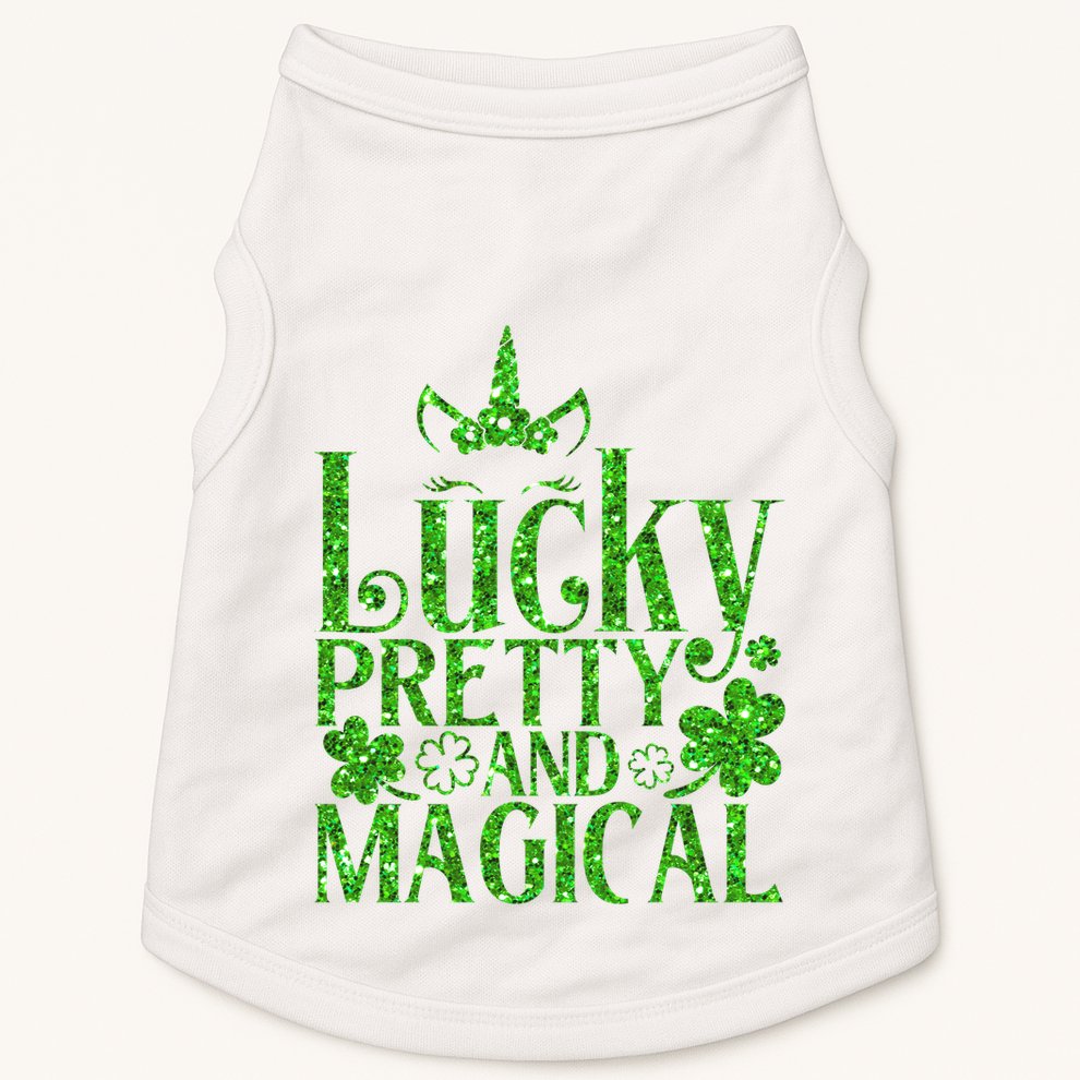 Cute St Patricks Day Lucky Pretty and Magical Doggie Tank