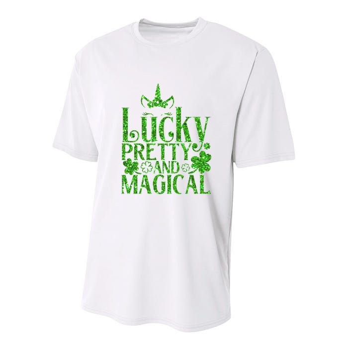 Cute St Patricks Day Lucky Pretty and Magical Youth Performance Sprint T-Shirt