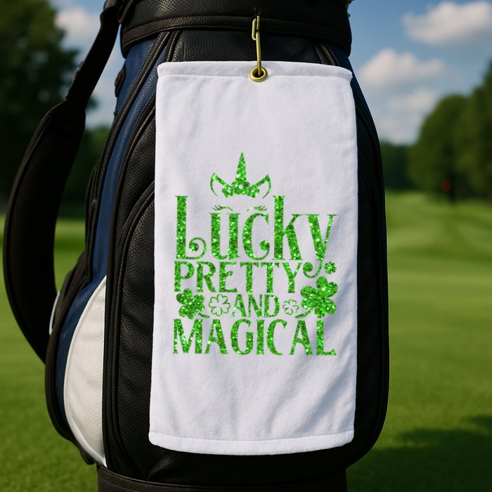 Cute St Patricks Day Lucky Pretty and Magical Golf Towel