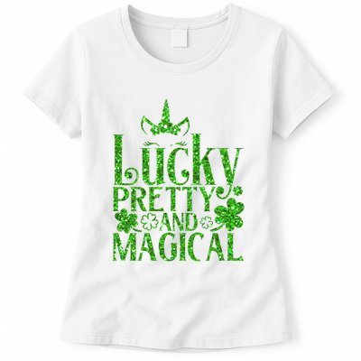 Cute St Patricks Day Lucky Pretty and Magical Womens T-Shirt