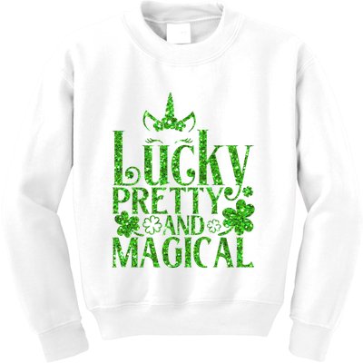 Cute St Patricks Day Lucky Pretty and Magical Kids Sweatshirt