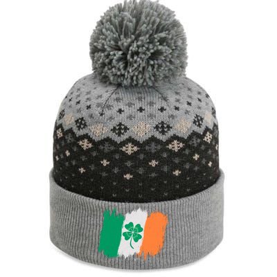 Cool St Patrick's Day Painted Distressed Irish Shamrock Flag The Baniff Cuffed Pom Beanie