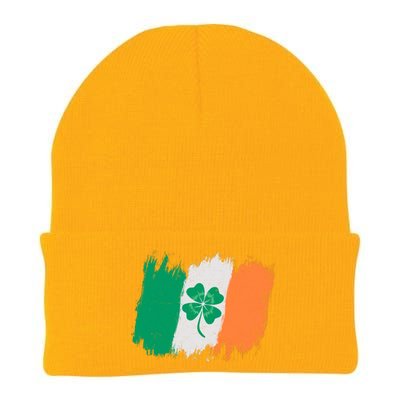 Cool St Patrick's Day Painted Distressed Irish Shamrock Flag Knit Cap Winter Beanie