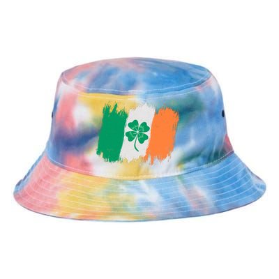 Cool St Patrick's Day Painted Distressed Irish Shamrock Flag Tie Dye Newport Bucket Hat