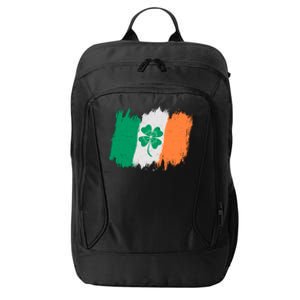 Cool St Patrick's Day Painted Distressed Irish Shamrock Flag City Backpack