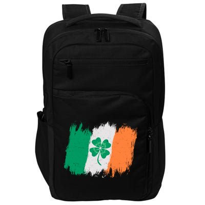 Cool St Patrick's Day Painted Distressed Irish Shamrock Flag Impact Tech Backpack