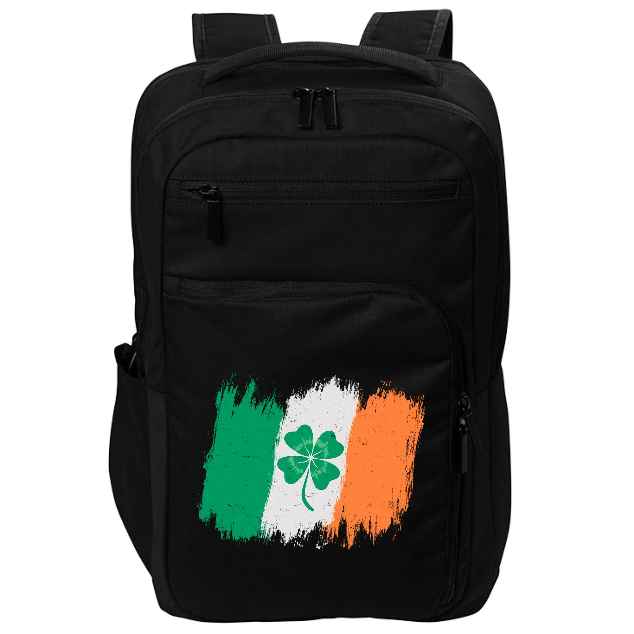 Cool St Patrick's Day Painted Distressed Irish Shamrock Flag Impact Tech Backpack