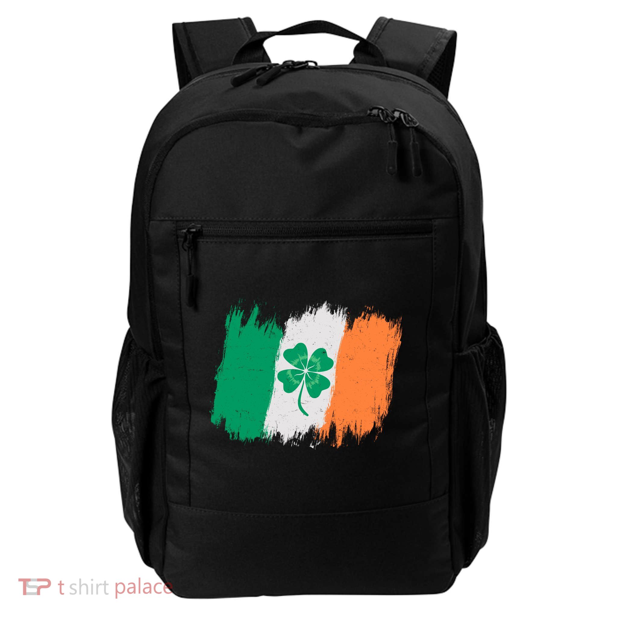 Cool St Patrick's Day Painted Distressed Irish Shamrock Flag Daily Commute Backpack