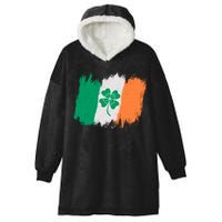 Cool St Patrick's Day Painted Distressed Irish Shamrock Flag Hooded Wearable Blanket