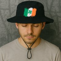 Cool St Patrick's Day Painted Distressed Irish Shamrock Flag Bucket Hat