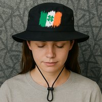 Cool St Patrick's Day Painted Distressed Irish Shamrock Flag Bucket Hat