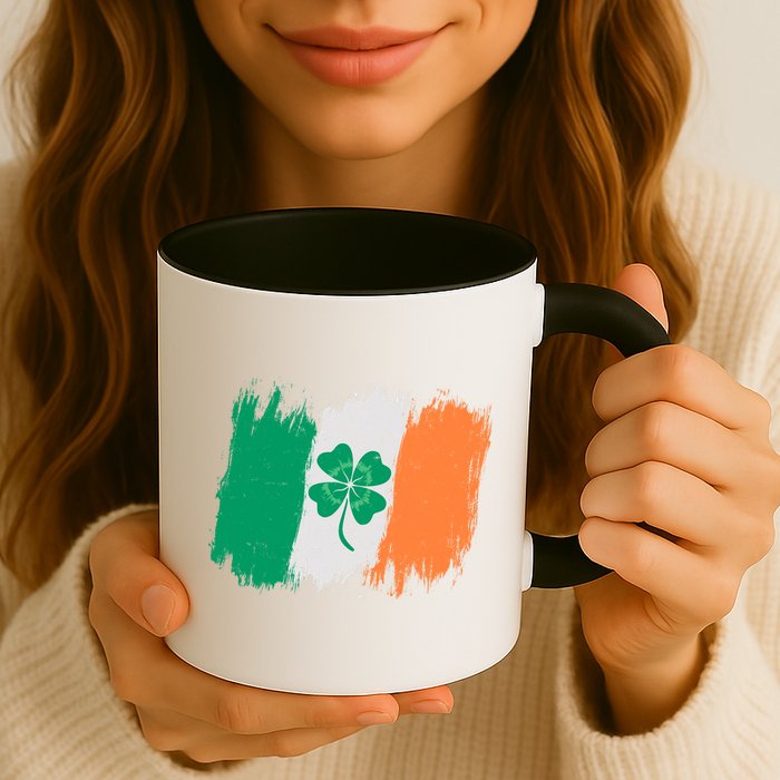 Cool St Patrick's Day Painted Distressed Irish Shamrock Flag Mug