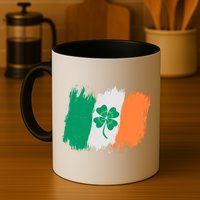 Cool St Patrick's Day Painted Distressed Irish Shamrock Flag Mug